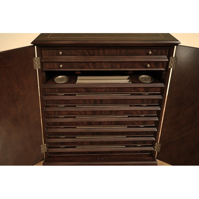 Large Dark Transitional Expandable Dining & Gaming Table With Perimeter Leaves and Leaf Storage Cabinets