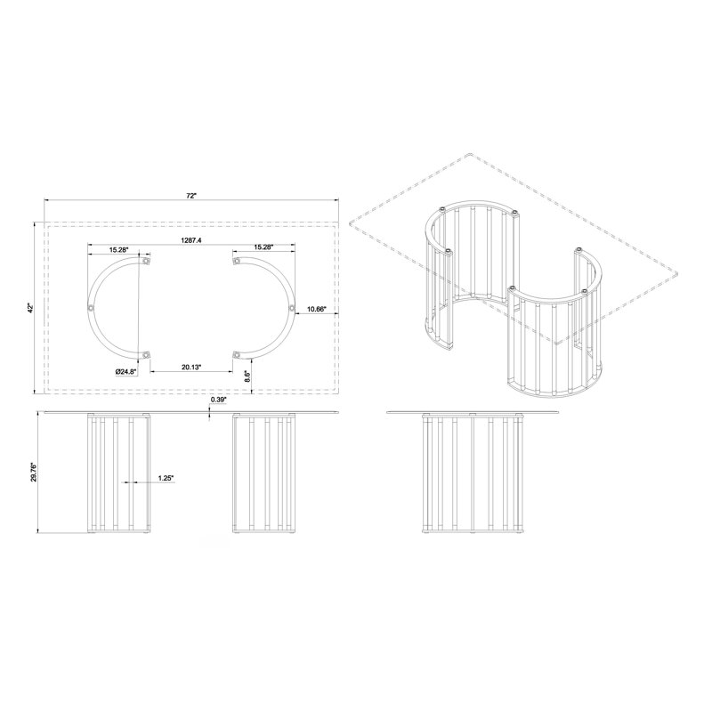 Ensemble repas Ignatz avec plateau en verre et fauteuils en acrylique, H 29,68 po x L 84 po x l 44 po