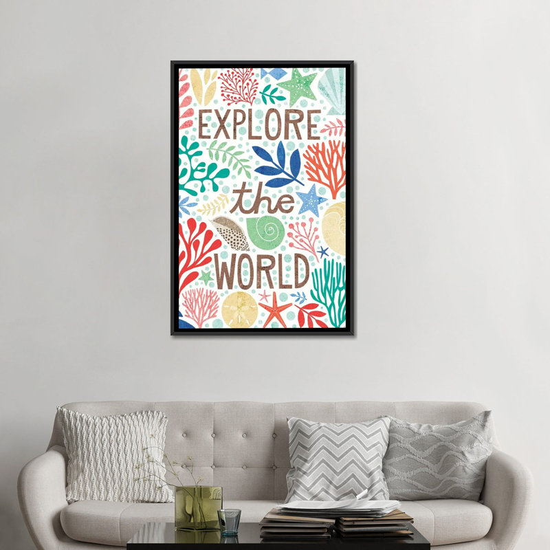 « under sea i », impression sur toile, H 26 po x l 18 po x P 1,5 po, Toile avec cadre noir, Pas de tapis