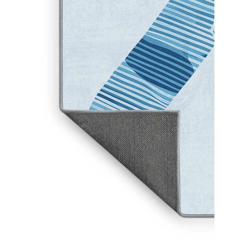 Tapis rayé bleu moelleux moderne et contemporain doux et moelleux Elwell, 3 x 5