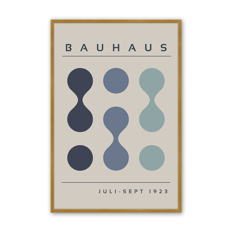 Imprimé Midhaus Bauhaus, Reproduction encadrée sans passe-partout, Or poli, H 37,25 po x l 25,25 po x P 1,25 po