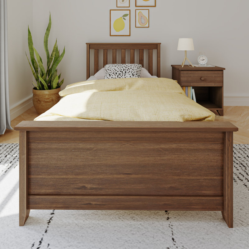 Bolin Kids Solid Wood Platform Bed, Twin, Walnut