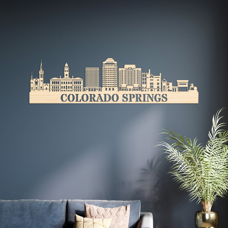 Décoration murale suspendue en bois Colorado Springs, H 14 po x l 46 po x P 0,25 po, Naturel