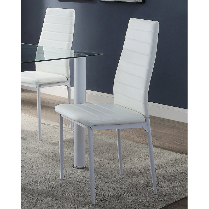 Ensemble de chaises de salle à manger de style moderne avec finition en métal blanc et 2 pièces
