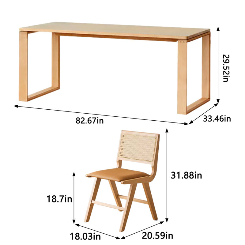 Long table work table Solid wood large board table, 29.52"H x 82.67"L x 33.46"W