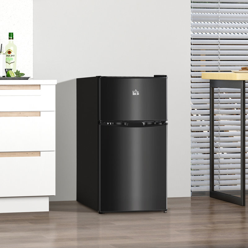 HomCom 3.2 Cubic Feet Portable Freestanding Mini Fridge with Freezer, Black