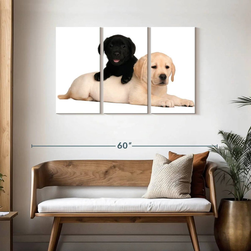 Brampt Yellow And Black Lab, 28" H x 45" W