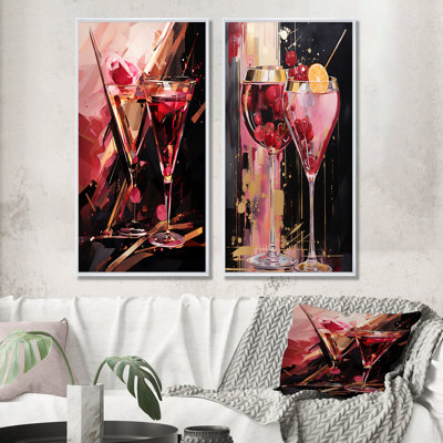 Kir Royale Radiance Cocktail - Cocktails Canvas Prints Set Of 2