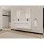 Meuble-lavabo mural avec lavabo double en résine, charnières de porte à fermeture douce et matériau écologique durable pour une expérience de salle de bain améliorée