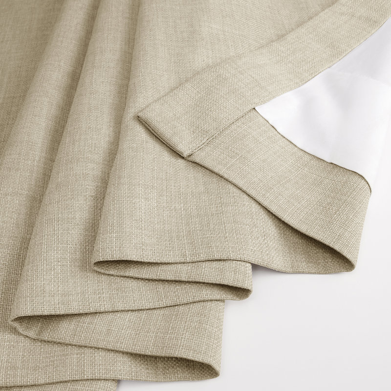 Armita Italian Faux Linen Room Darkening Curtains for Bedroom & Living Room Curtains - Single Panel Window Curtains, Beige