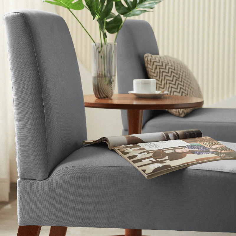 Ensemble de deux chaises rembourrées en tissu brun clair Annahy, Gris
