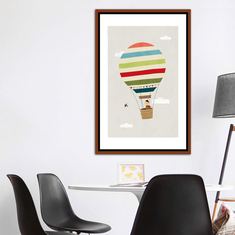Ballon - imprimé, Pas de tapis, H 60 po x l 40po x P 1,5 po, Toile avec cadre brun