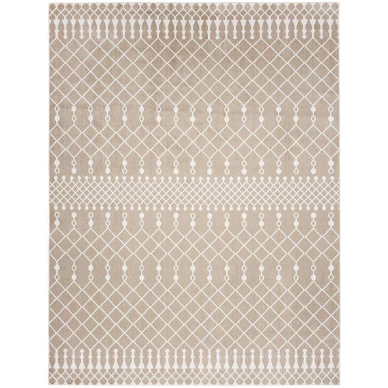 Tapis d'intérieur lavable à la machine taupe Dakota Fields Burrillville, Rectangle 6 pi 7 po x 9 pi