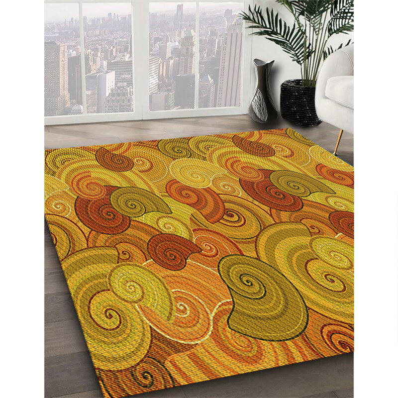 Tapis jaune tissé à la machine, Rectangle 5 pi x 7 pi