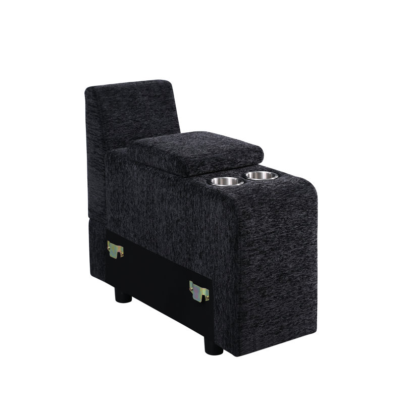 4 chaises en flanelle rembourrées en U de couleur mi-ferme et gris foncé avec deux repose-pieds, console et porte-gobelets intégrés, siège pour repose-pieds,