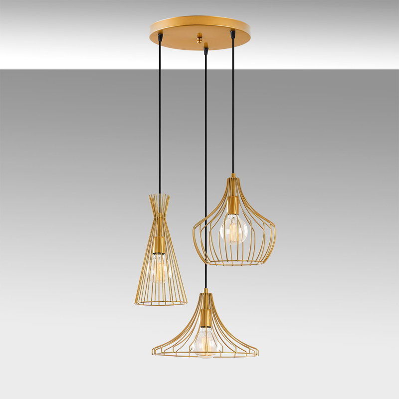Gallego 3 - Light Gold Geometric Pendant, Gold