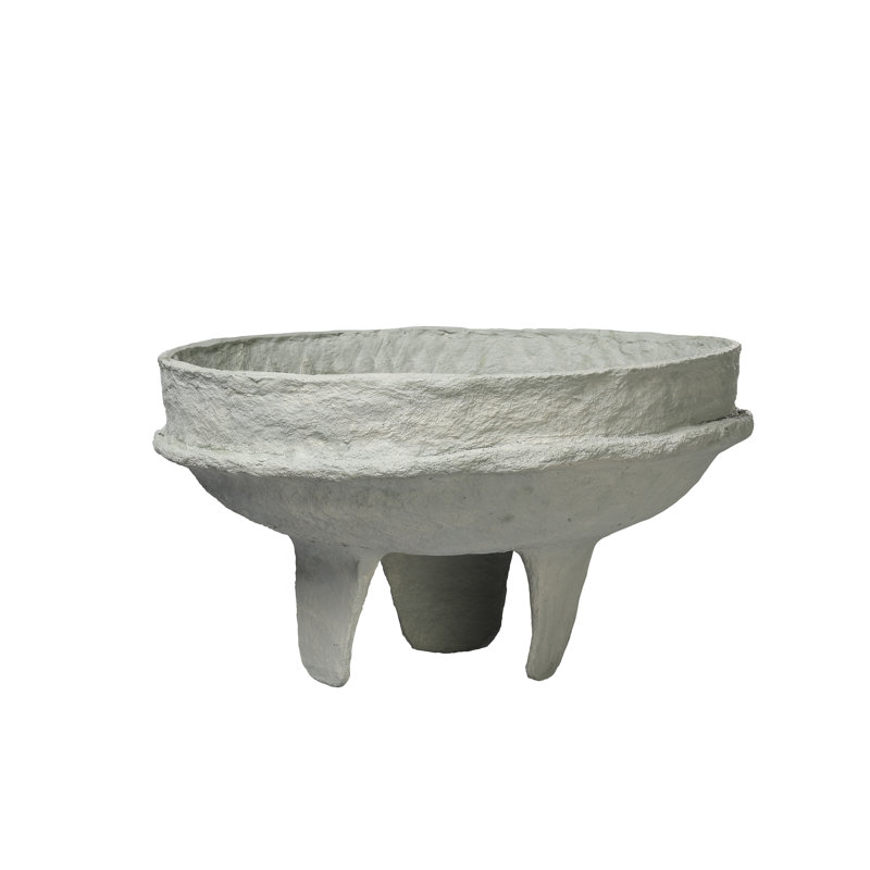 Green Cotton Mâché Low Bowl, 13.25"