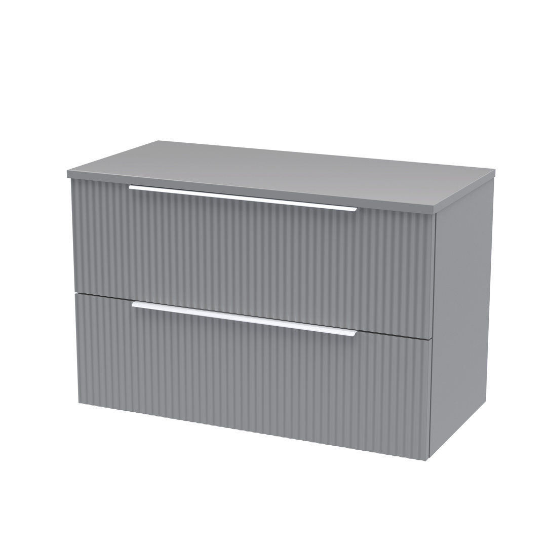 Fluted 805mm Wall Hung Single Vanity Unit with Worktop