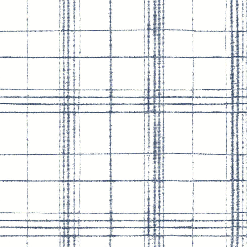 Ashling Plaid Wallpaper, Navy/White