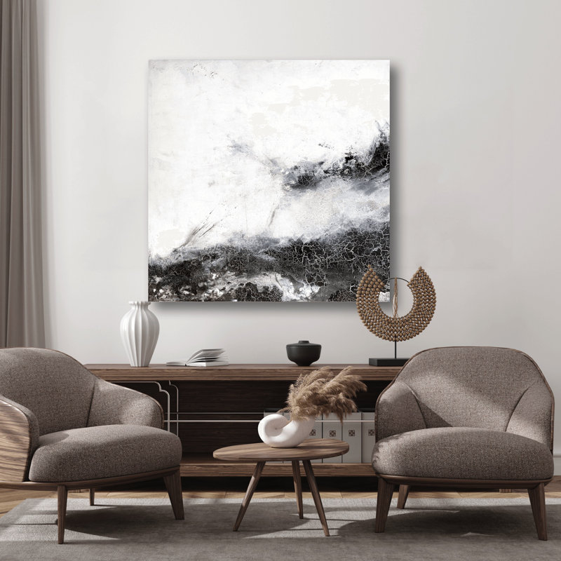 Black & Gray II - Artist Enhanced Canvas Print, 21.5" H x 21.5" W x 1.75" D, Black Framed Canvas