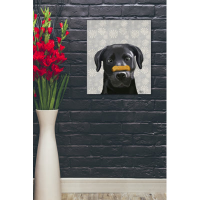 «Black Labrador With Bone on Nose» par Fab Funky, art mural sur toile