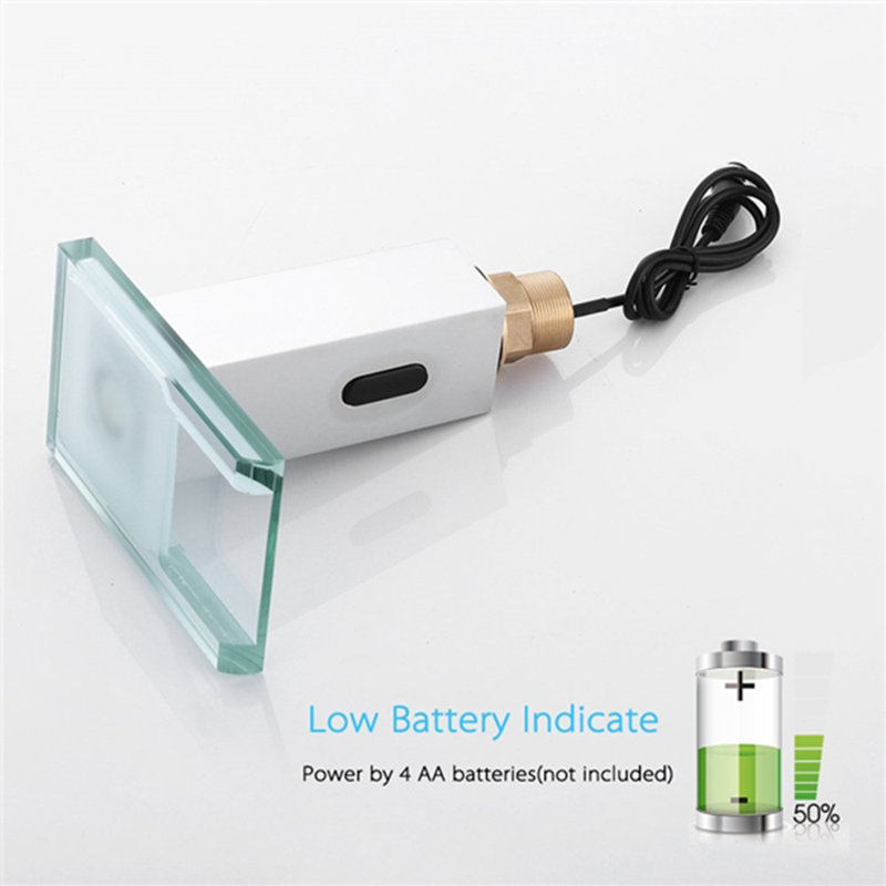 BathSelect Water Powered Chrome Finish LED Motion Sensor Waterfall Commercial Automatic Faucet