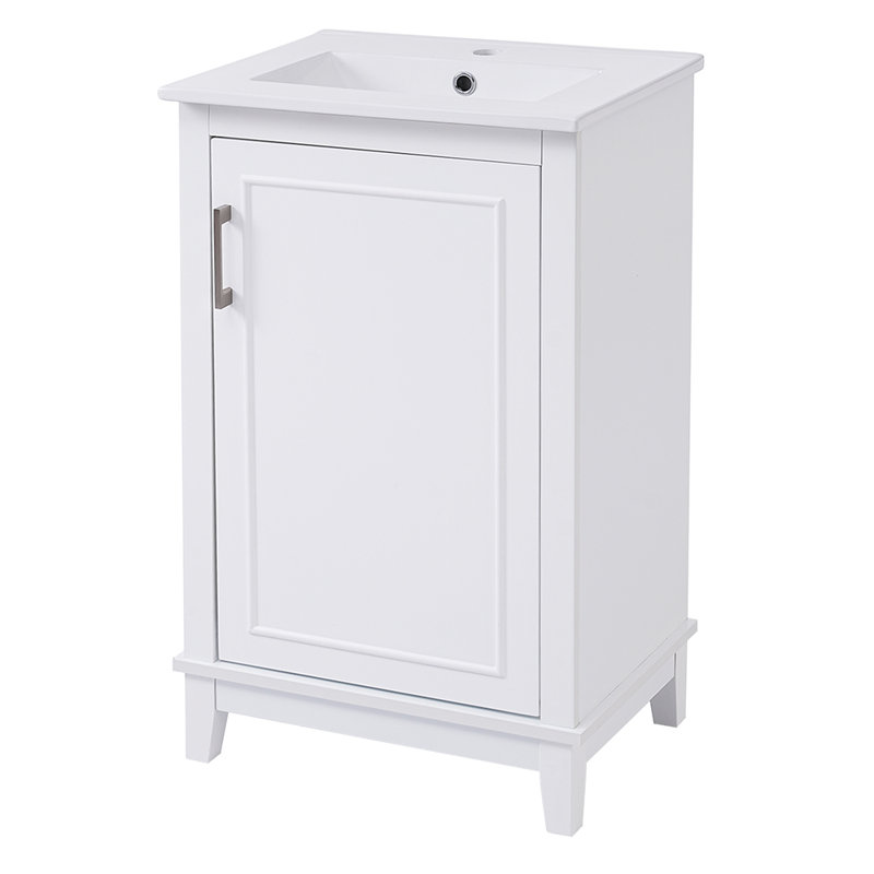 Petit meuble-lavabo moderne avec lavabo en céramique, Blanc