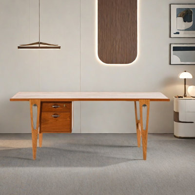 Retro desk computer table made of solid wood home