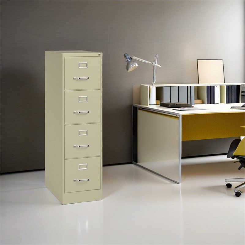  Classeur vertical moderne en métal beige à 4 tiroirs pré-assemblé