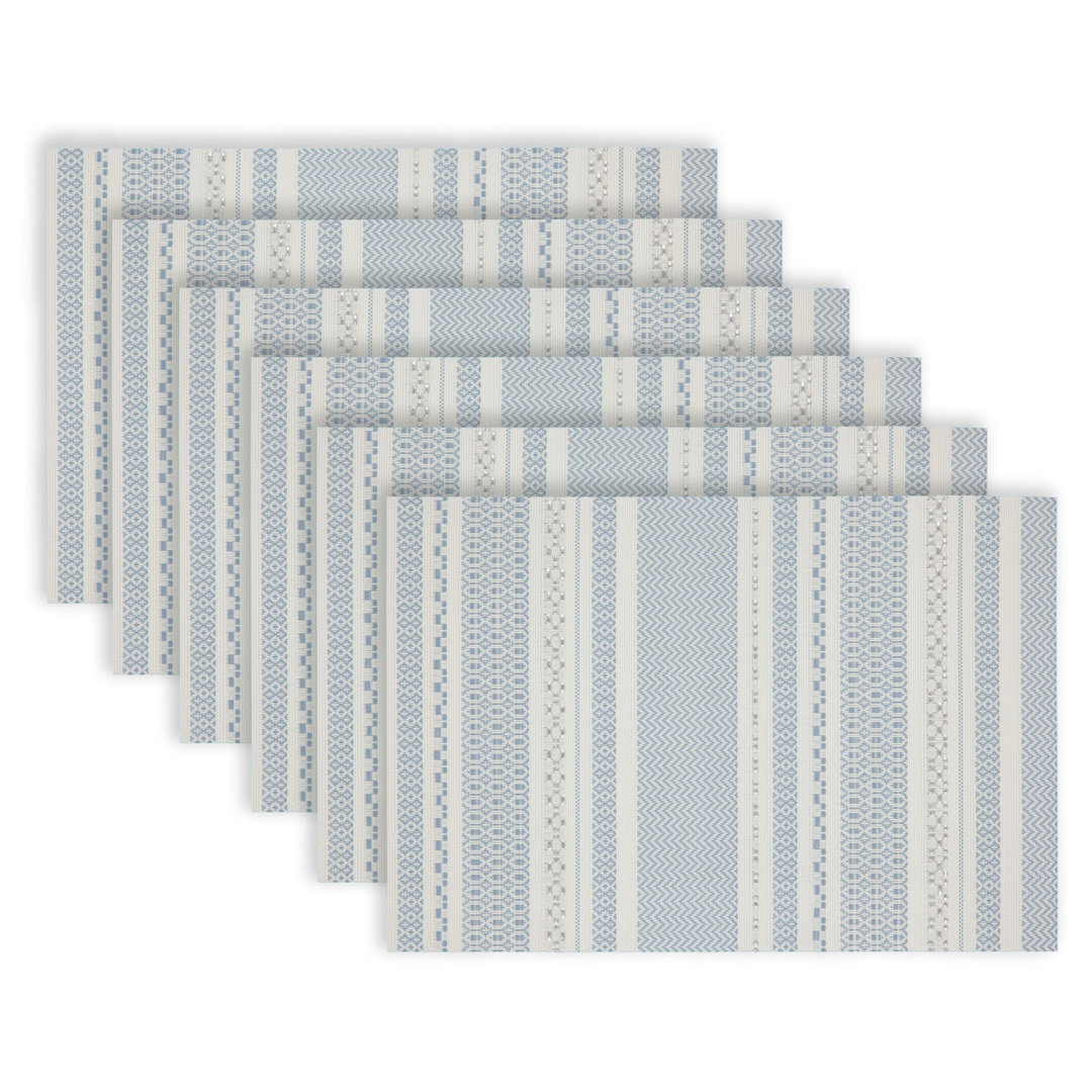 Tyffanie Vinyl Maya Design Geometric Glitter Stripes Rectangle Placemat (Set of 6) Ebern Designs 