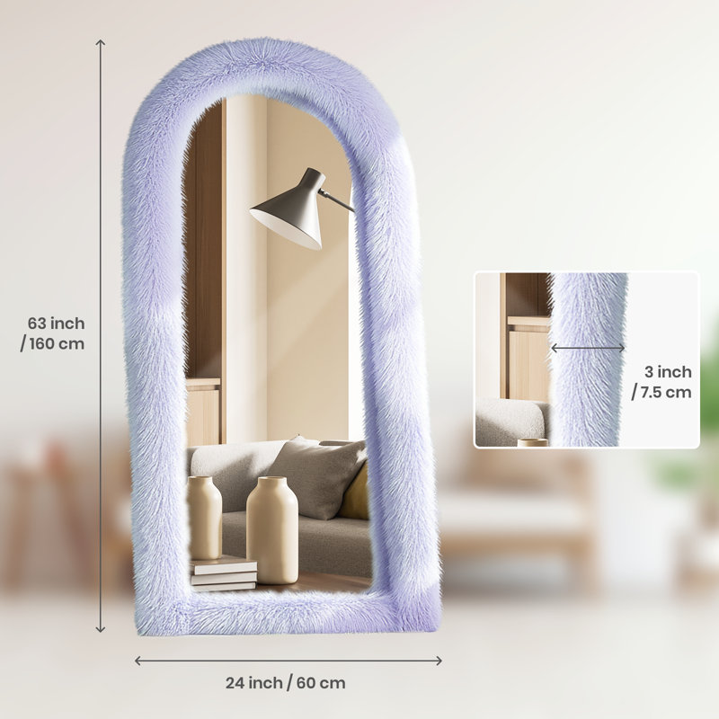 Miroir de plancher en bois manufacturé Jezell, 63 po x 24 po, Mauve