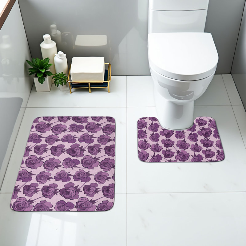  Ensemble de 2 tapis floraux pour salle de bain