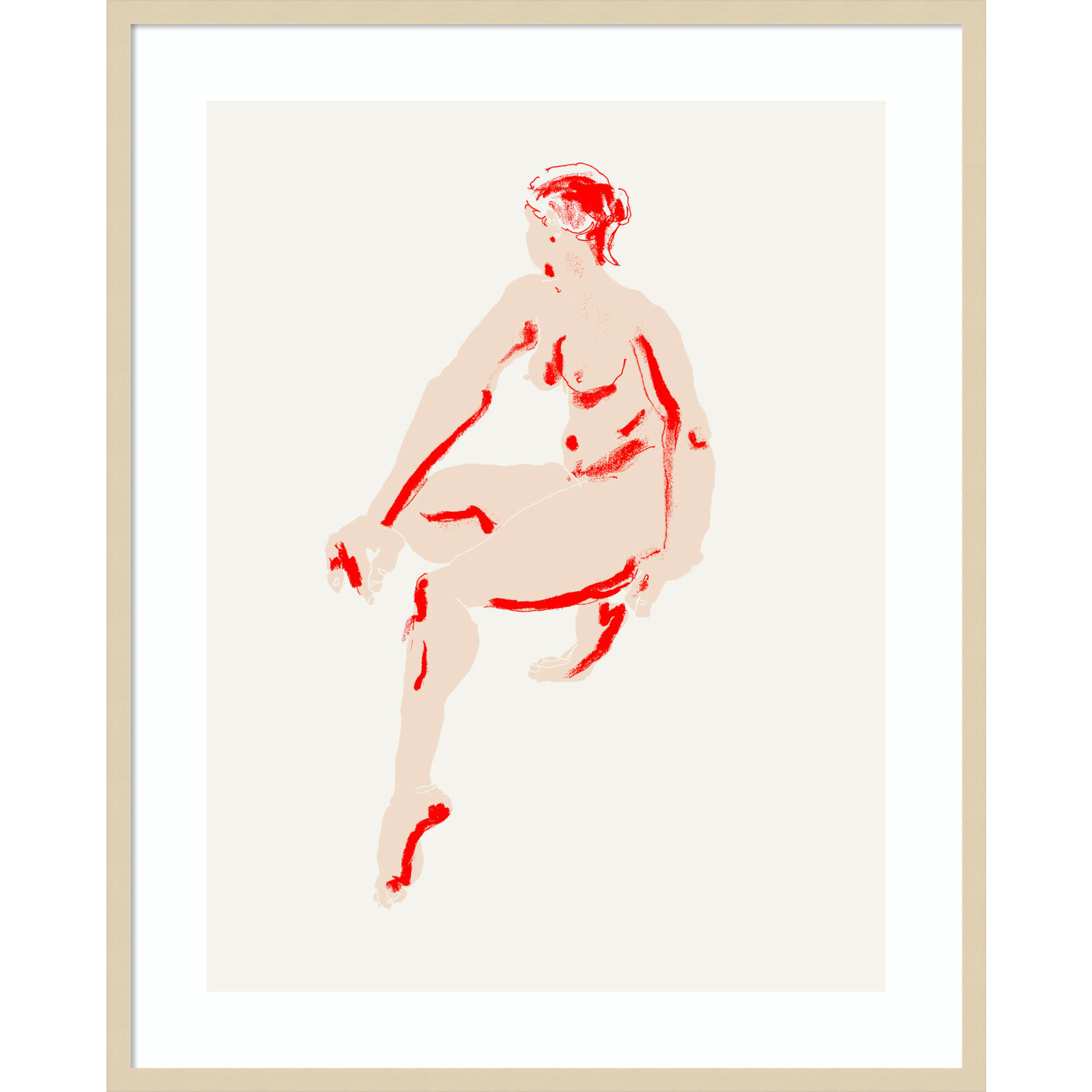 Naked Woman by Francesco Gulina Wood Framed Wall Art Print, 41" H x 33" W, Brown