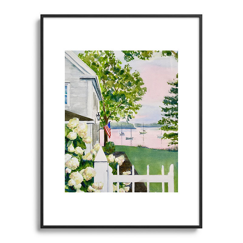 Reproduction d'art encadrée en métal Laura Trevey New England Hydrangea, Noir, H 24 po x l 18 po