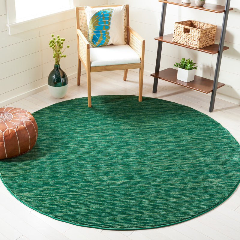 Vision Striped Area Rug In Dark Green, Round 201 cm