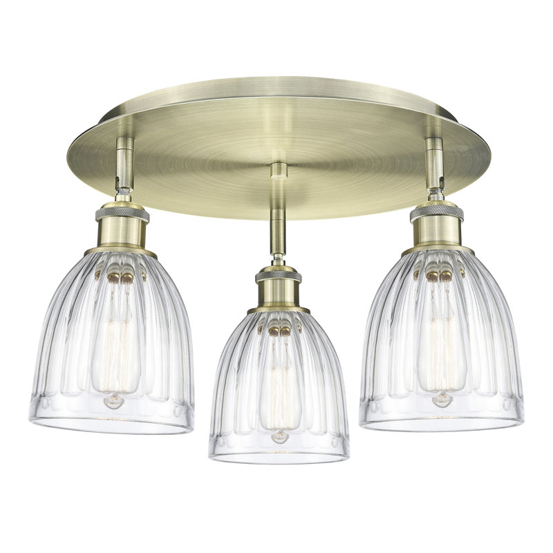 Plafonnier Brookfield, Transparent, Laiton antique