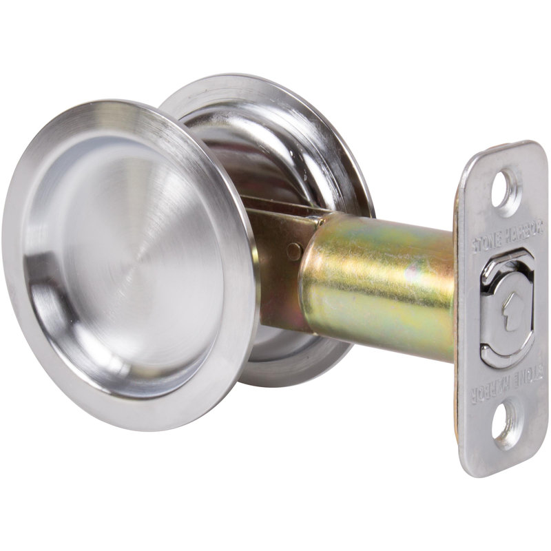 Loquet de porte à pochette ronde, Chrome satiné
