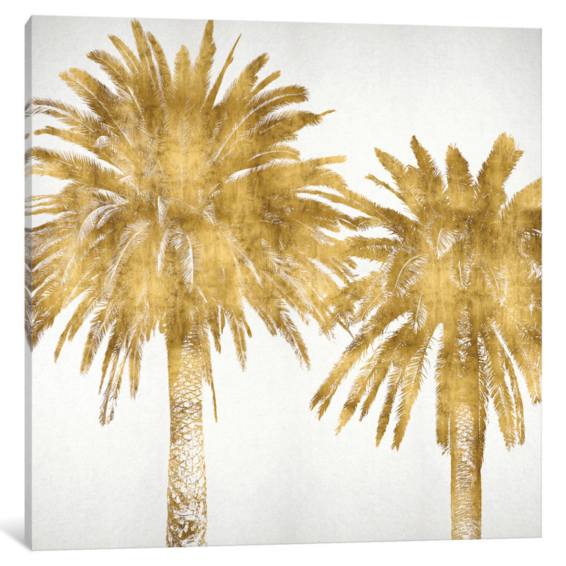 «Palms in Gold IV», impression sur toile, H 48 po x l 48 po x P 1,5 po, Toile tendue, Pas de tapis