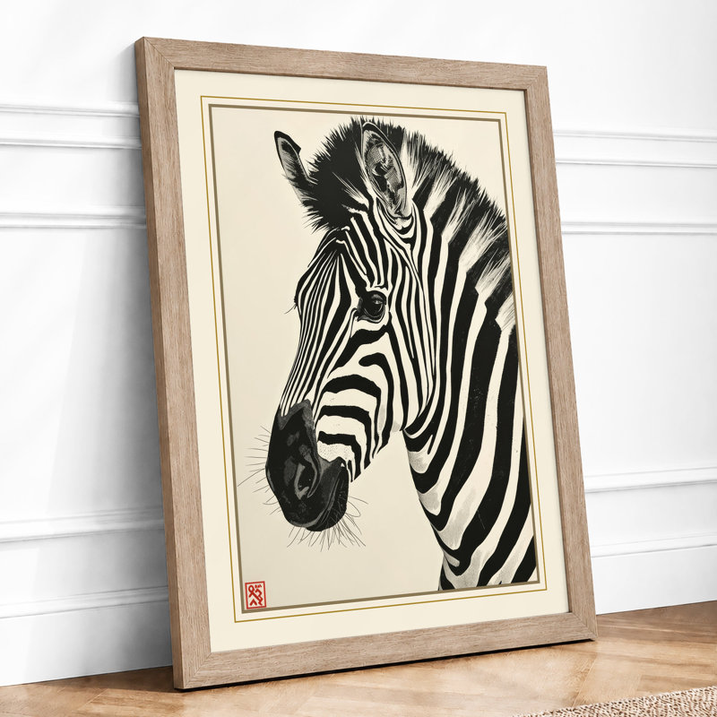 Zebra Study Japandi - Print, A2 - 59.4 x 42.0 cm, Oak
