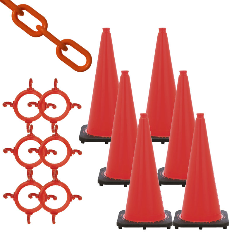 Mr. Chain Plastic Post, Traffic Orange, 28" H x 14" W x 14" D