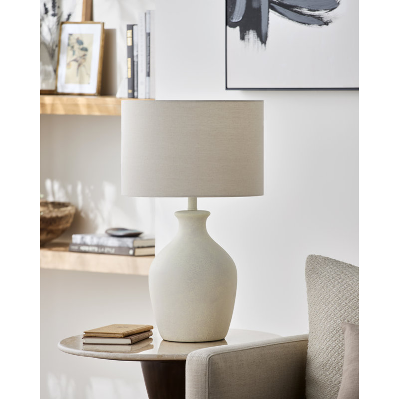 Booker Cerria Table Lamp, White, Beige