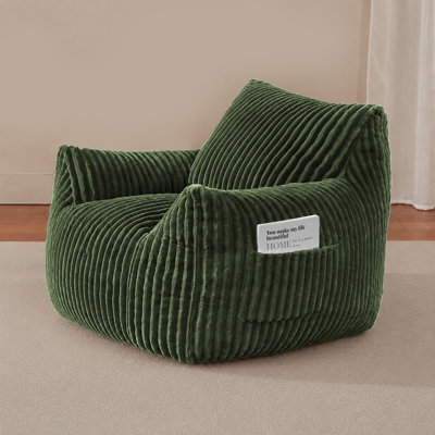 Fauteuil à billes en peluche géant de 37 po de largeur, canapé-lit robuste en mousse haute densité pour chambre à coucher et salon - vert