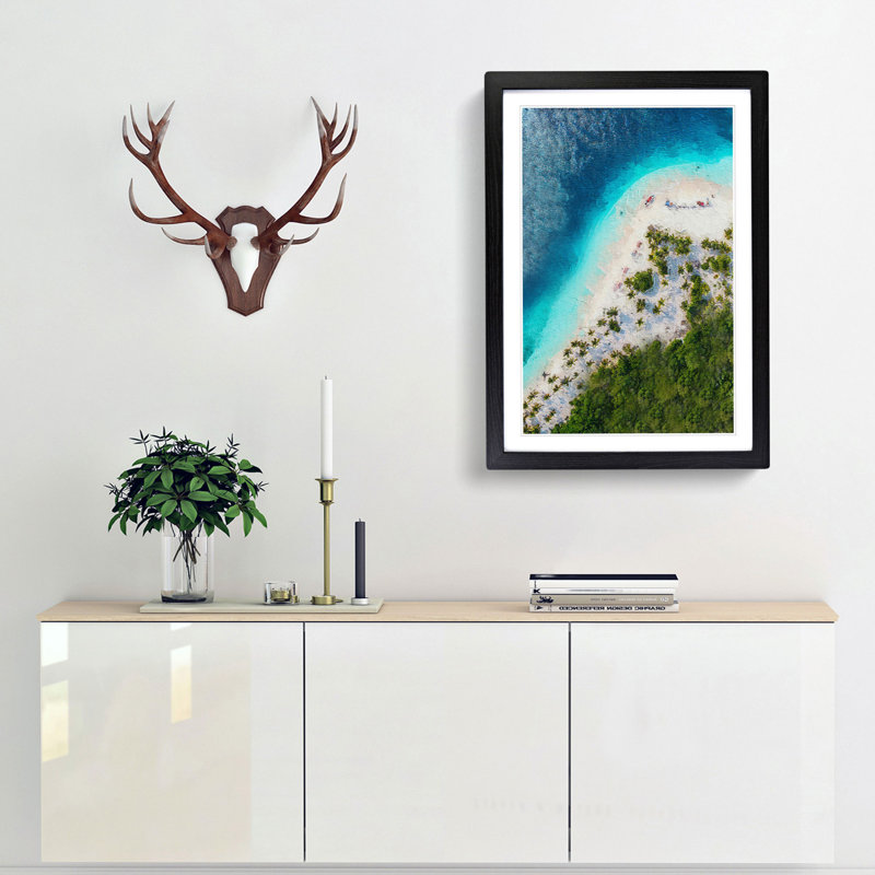 Beach In Caracas Venezuela - Single Picture Frame Painting, Black Framed, 63cm H x 45cm W x 2cm D