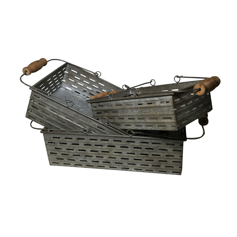 Ensemble de 3 paniers en métal