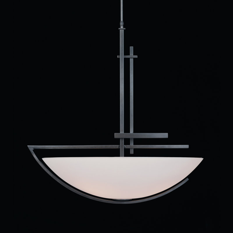 Ondrian 3 - Light Unique/Statement Bowl Pendant, Dark Smoke, Opal