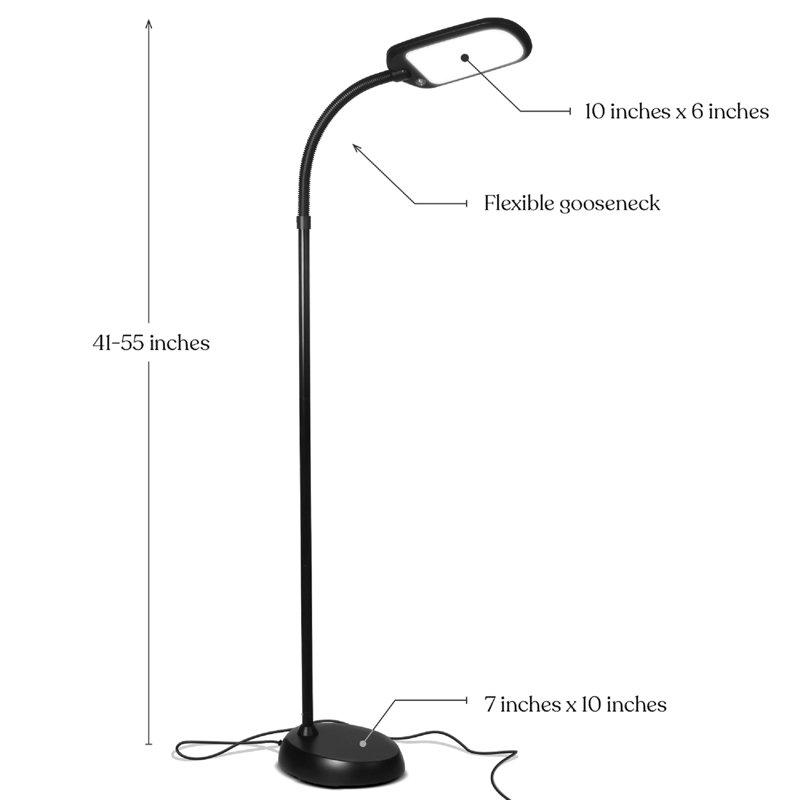 Litespan Slim 55 in. Industrial Dimmable LED Directional Task Floor Lamp, Black