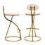 2 tabourets d'îlot de cuisine, velours blanc crème, structure en métal doré, poids maximal de 220 lb, chaises de bar Home Construction, siège en velours, siège d'une hauteur de 27,95 po, pour les cafés