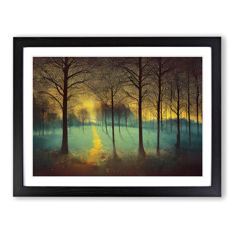 Magical Bluebell Field - Single Picture Frame Painting, 46cm H x 64cm W x 2cm D, Black