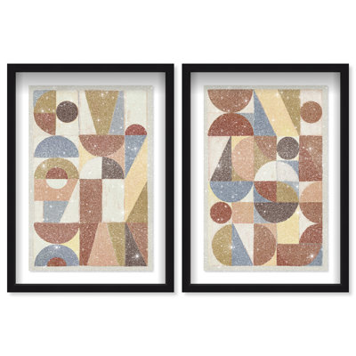 Tiled Set Shadowbox Abstract Print by Oliver Gal, Black Frame, 10 x 15