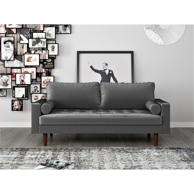Collington 70" Square Arm Tufted Seat Sofa, Gray Velvet